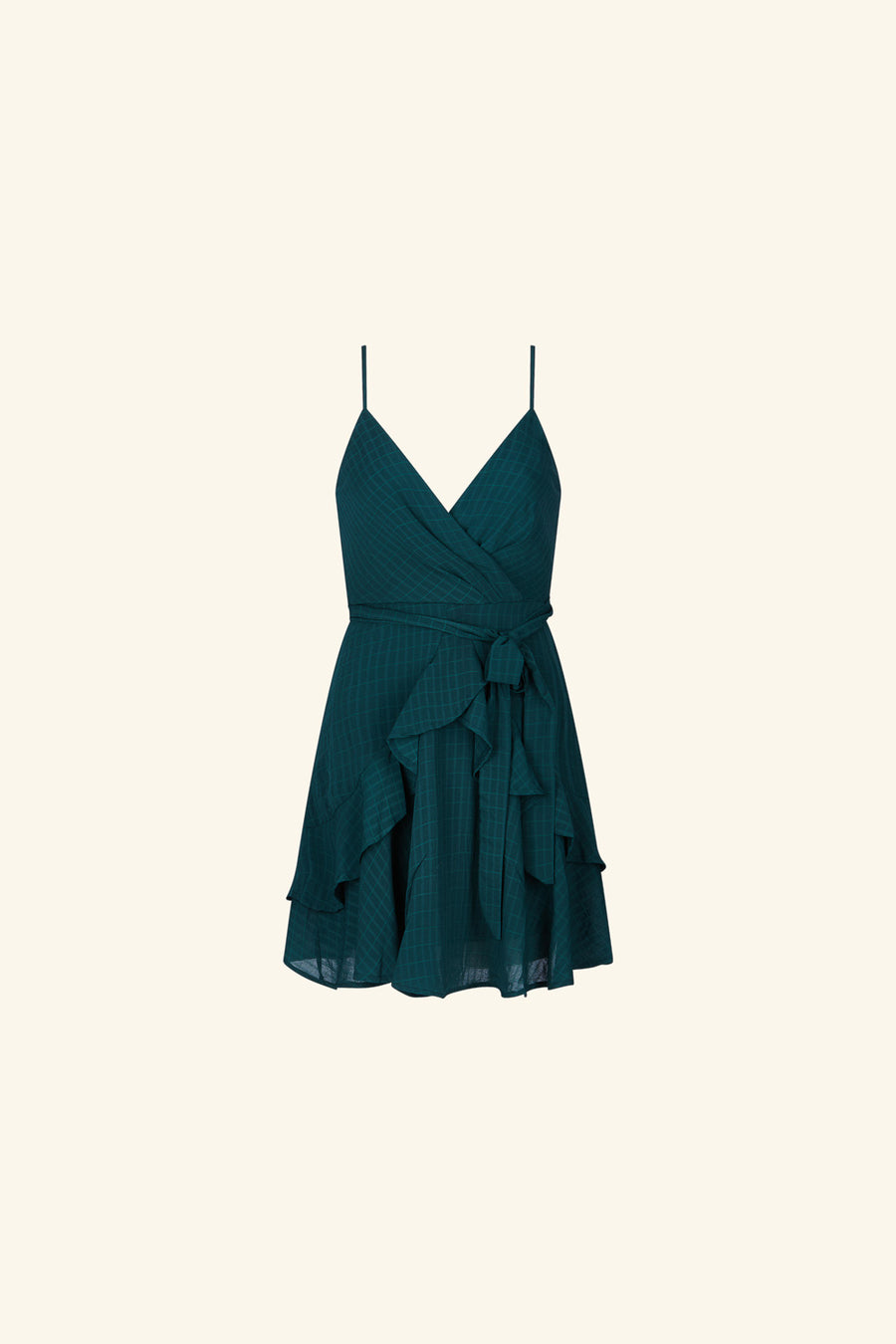 Green Strappy Ruffle Wrap Dress - Trixxi Clothing