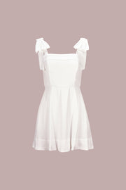 White Tie Shoulder Dress - Trixxi Clothing