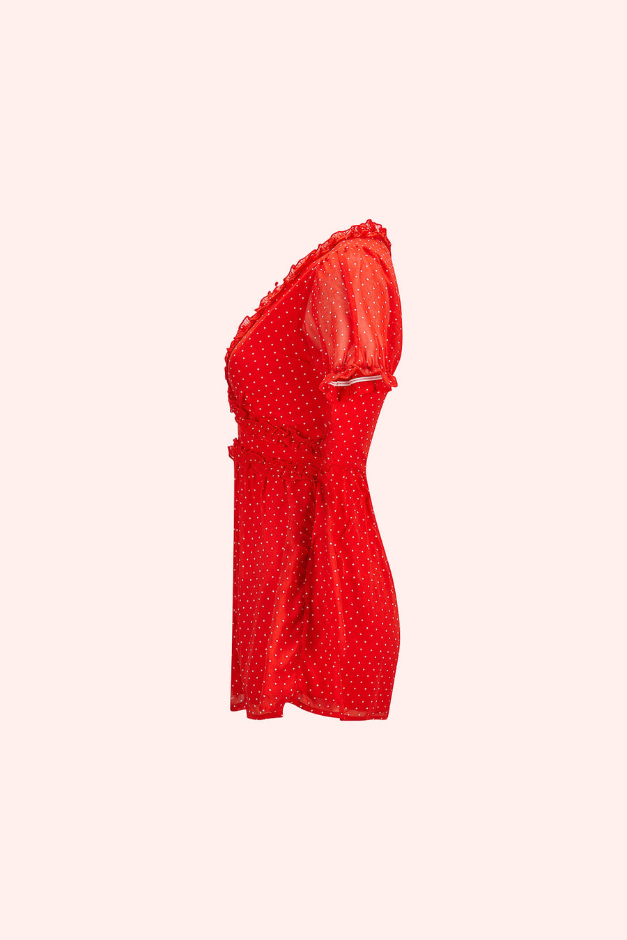Red Dot Ruffle Trim Romper - Trixxi Clothing