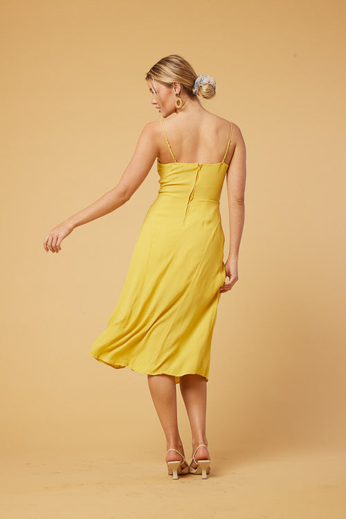 Mustard Midi Dress - Trixxi Clothing