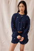 Navy Star Cropped Sweatshirt - Trixxi Clothing