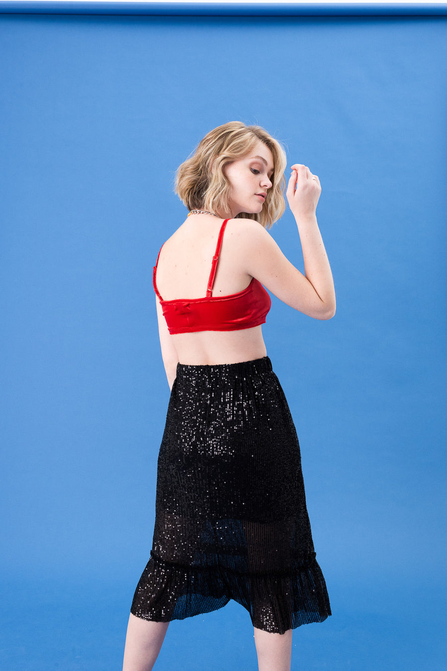 Black Sequin Midi Skirt - Trixxi Clothing