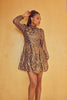 Gold Foiled Long Sleeve Dress - Trixxi Clothing