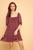 Burgundy Floral Dress - Trixxi Clothing