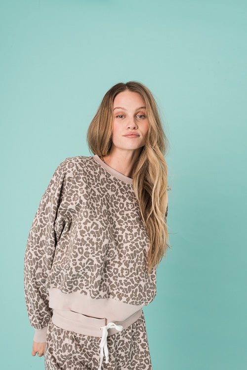Leopard Terry Pullover - Trixxi Clothing