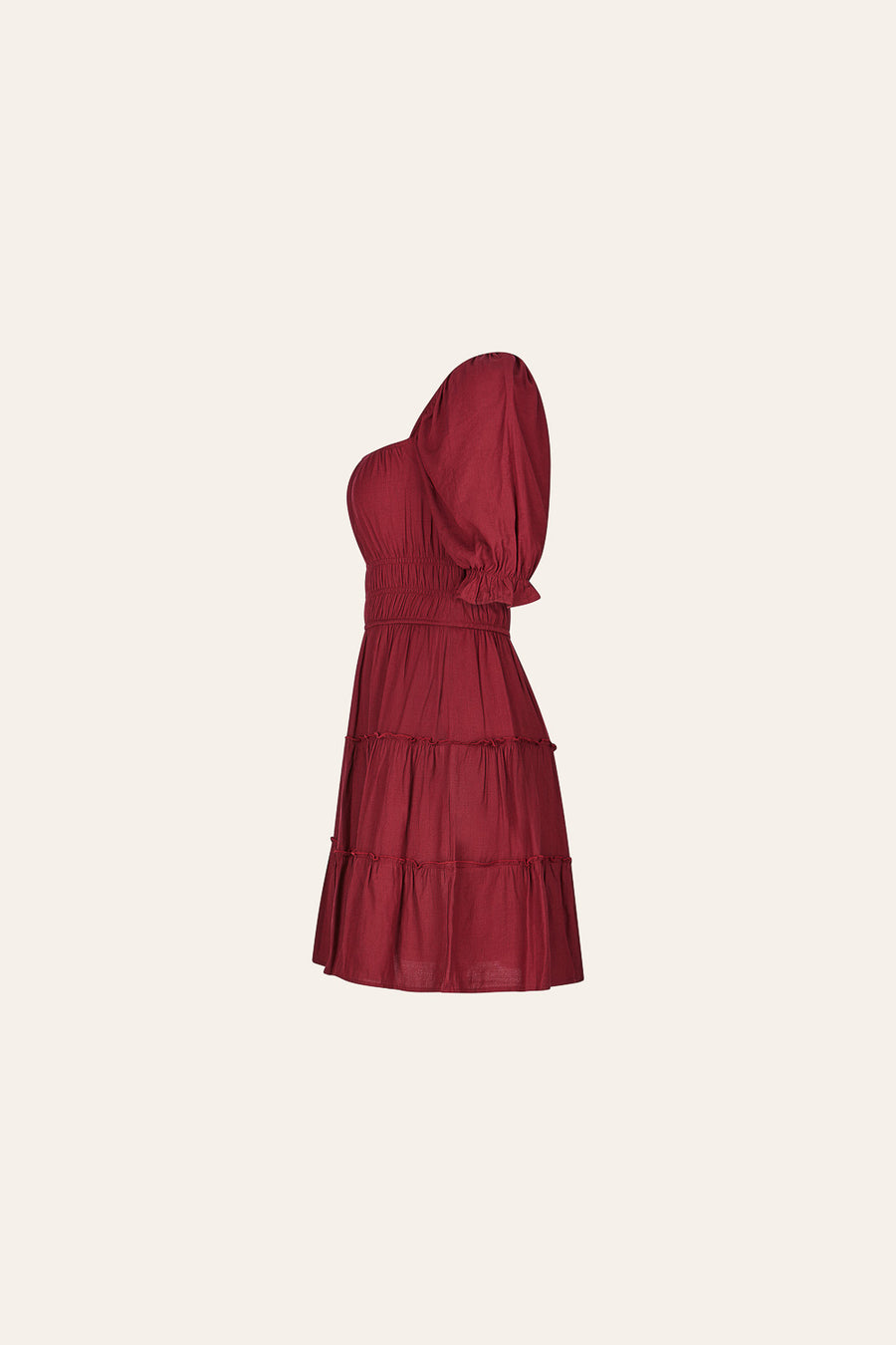 Maroon Short Tiered Dress - Trixxi Clothing