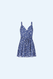 Blue Floral Tiered Dress - Trixxi Clothing