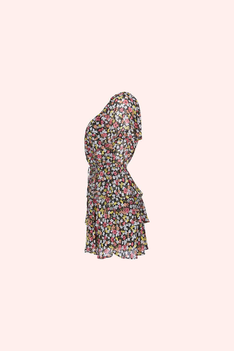 Black Floral Sleeved Dress - Trixxi Clothing