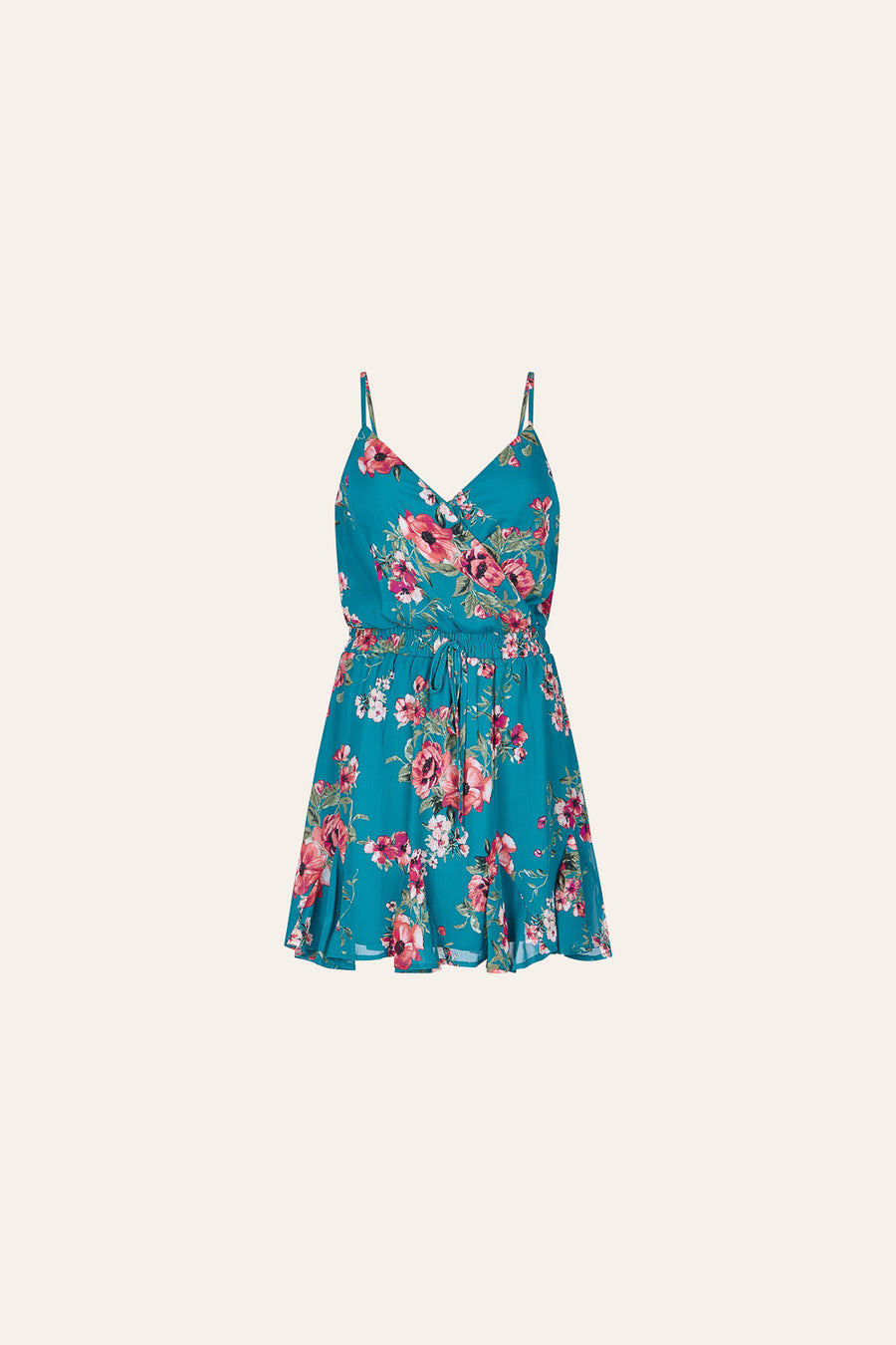 Teal Floral Strappy Dress - Trixxi Clothing