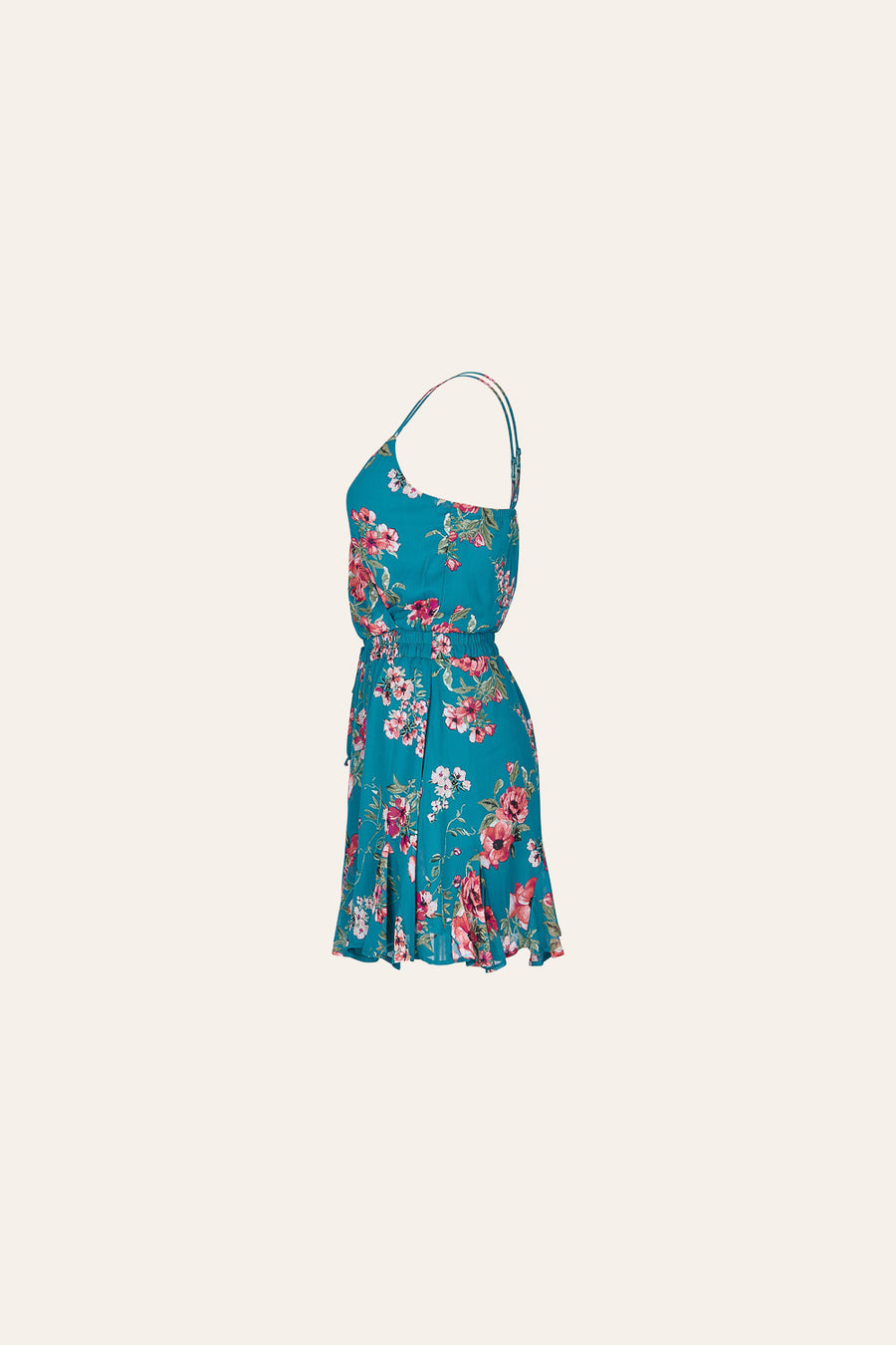 Teal Floral Strappy Dress - Trixxi Clothing