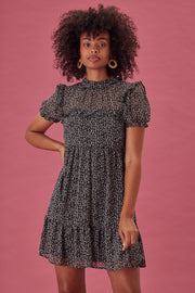 Short Black Ruffle Tier Floral Dress - Trixxi Clothing