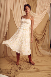 Ivory Floral Midi Dress - Trixxi Clothing
