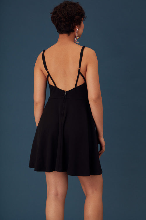 Black Strappy Skater Dress - Trixxi Clothing
