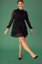 Black Dot Long Sleeve Dress - Trixxi Clothing