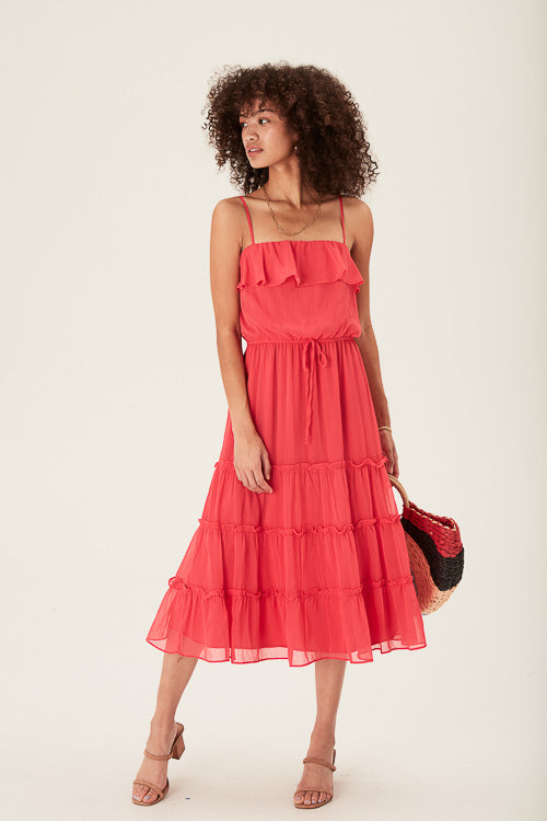 Red Tiered Maxi Dress - Trixxi Clothing